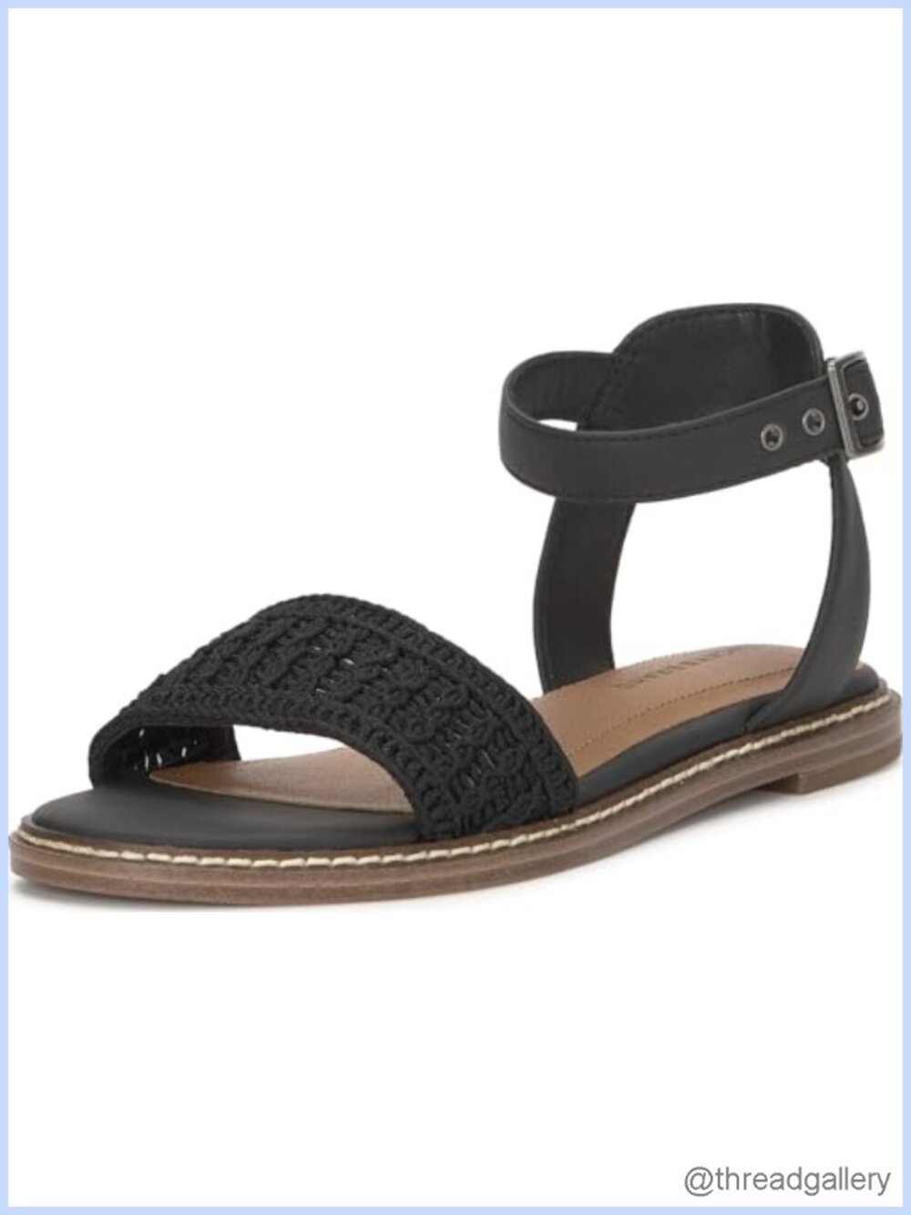 Kimaya Faux Leather Braided Flat Sandal Ankle Strap Cushioned